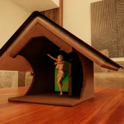 Fantasy Book Stand with Night Lamp and Mummy Character