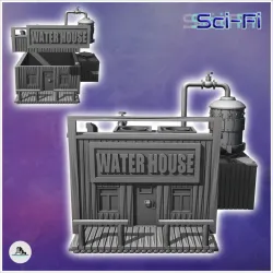 Futuristic western water storage building with pipes and tank (3) - Future Sci-Fi SF Post apocalyptic Tabletop Scifi Wargaming Planetary exploration RPG Terrain