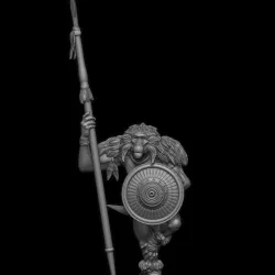 Gldn05: Geladan (baboon man) spearman standing. (Supported)