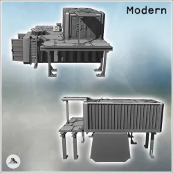 Large outpost in metal arranged containers with awnings and crates (11) - Modern WW2 WW1 World War Diaroma Wargaming RPG Mini Hobby