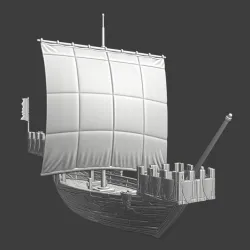 Medieval warship - Kogge with two castles