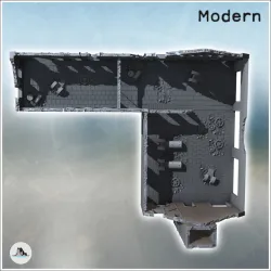 Ruined industrial brick building with large chimney and multiple access doors (25) - Modern WW2 WW1 World War Diaroma Wargaming RPG Mini Hobby