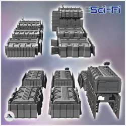 Set of six futuristic outpost buildings with long-distance antennas and observation post (33) - Future Sci-Fi SF Post apocalyptic Tabletop Scifi Wargaming Planetary exploration RPG Terrain