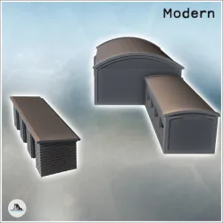 Set of two modern brick buildings with curved roofs (18) - Modern WW2 WW1 World War Diaroma Wargaming RPG Mini Hobby