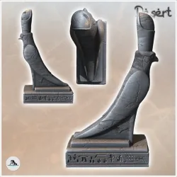 Statue of the Egyptian god Horus on platform (2) - Canyon Sandy Landscape 28mm 15mm RPG DND Nomad Desertland African