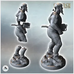 Weightlifting Santa Claus with bulging muscles and a single dumbbell shaped like a gift (8) - Medieval Fantasy Magic Feudal Old Archaic Saga 28mm 15mm
