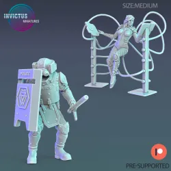 Cyber City Netrunner / Cyberpunk Technician Warrior / Alien Worker / Mysterious Colonist / Space Assasin / Cosmic Invasion / Trooper Attack / Female Human Settler / Sci-Fi Encounter