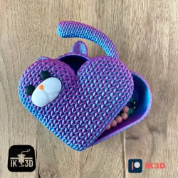 KNITTED HEART KITTEN JEWELRY BOX / MULTI PARTS