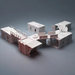 Scifi Grimdark UnderNidus Container Shanty Village Buildings 28mm