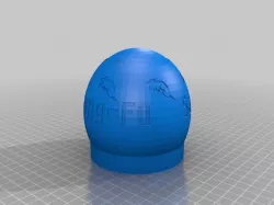 Fe cube lamp cap with dragon and text