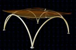 GLASS+BRASS COFFE TABLE   DEA