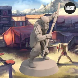 Acenii Barbarian Spearmen – Pose 2 – 3D printable miniature – STL file