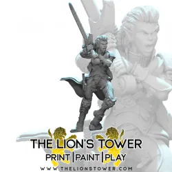 Avelira Ulafir - Female Half Elf Fighter (32mm scale presupported miniature)