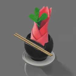Chopstick rest and napkin holding cup