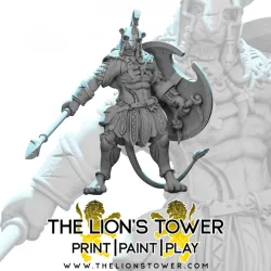 Leonin Warrior with Spear and Shield (32mm scale presupported miniature)
