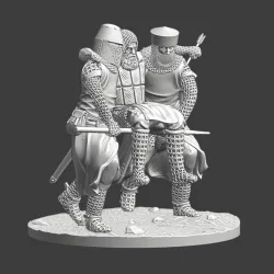 Medieval battlefield evacuation - Wounded knight scene