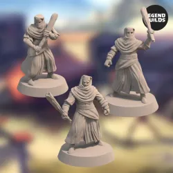 Night’s Cult Rioters (3 unique miniatures) – 3D printable miniature – STL file
