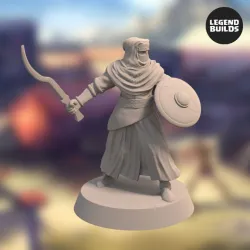 Night’s Cult Soldier with Sword and Shield - Pose 1 - Miniature – STL file