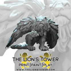 Slobberchops - Winged Cat familiar (32mm scale presupported miniature)`