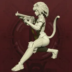 Cyberpunk Catgirl - Crouch Pose