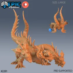 Dungeon Hydra Attacking / Reptilian Magical Beast / 3 Headed Mystical Serpent