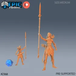 Fey Elf Autumn Spear / Female Forest Warrior / Fairy Elvish Tribe