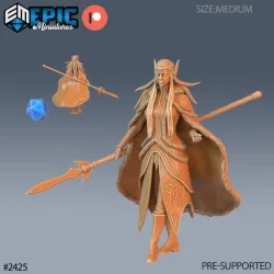 Fey Elf Winter Spear / Female Forest Warrior / Fairy Elvish Tribe / Snow Fighter / Ice Land Encounter