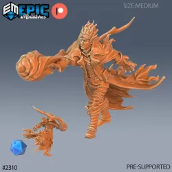 Fire Genasi Adventurer Fire Ball / Humanoid Hero / Inferno Genie / Magical Elemental / Efreet / Ifrit Lord