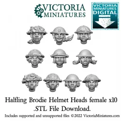 Halfling Brodie Helmet Heads Female x10