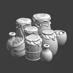 Medieval pile of market goods