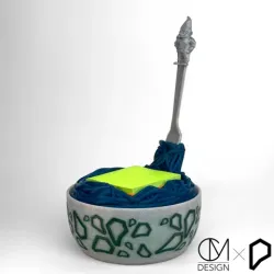 Medium Pasta Bowl Container with fork for sticky notes