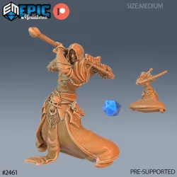 Necromancer Adventurer Attacking / Undead Wizard / Evil Zombie Sorcerer / Magic Lich / Skeleton Army