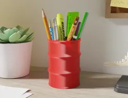 Oil barrel pen holder
