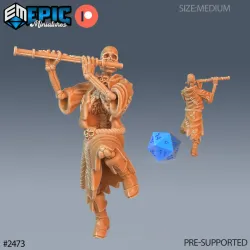 Skeleton Musician Flute / Undead Music Performer / Walking Dead / Evil Army / Graveyard Encounter