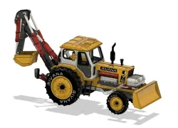Yellow Soviet Era Tractor With Backhoe