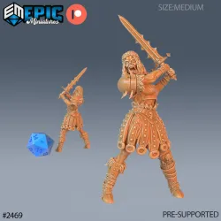 Zombie Knight Female Attacking / Undead Armored Warrior / Walking Dead / Evil Skeleton Army / Graveyard Encounter
