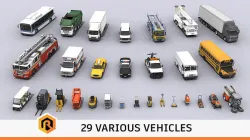 29 HQ Vehicles - Mega Collection Low-poly 3D model