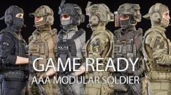 AAA MODULAR SOLDIER PACK Low-poly 3D model