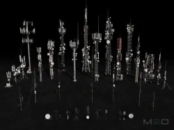 Antennas Collection cell towers - cell towers Low-poly 3D model