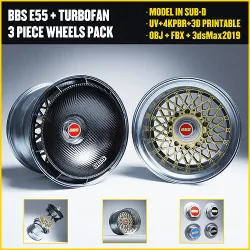 BBS E55 With Turbofan 3 PIECE WHEELS Low-poly 3D model