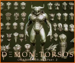 DEMON TORSOS 43 meshes with blendshapes 3D model