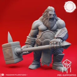 Fire Giant Hammer - Tabletop Miniature (Pre-Supported)