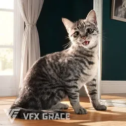 Grey Cat Animated  VFX Grace 3D model