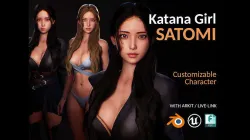 Katana Girl Satomi - F2 - Animated Rigged Game Ready Character Low-poly 3D model