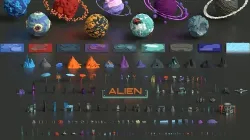 Low Poly Space Alien Worlds 3D Asset Pack Low-poly 3D model