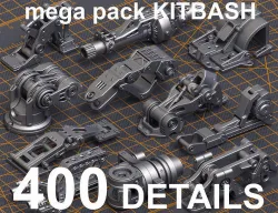 Mega Pack Hard Surface Kitbash 400 DETAILS 3D model