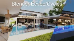 Modern villa 2021 Blender Eevee and Cycles 1 Low-poly 3D model