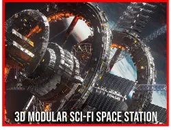 Modular Sci Fi Space Station Ship Vehicle Futuristic 3D model