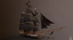 Ocean Brig Low-poly 3D model