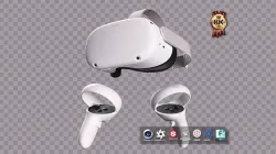 Oculus Quest 2 VR Headset with Controllers Low-poly 3D model